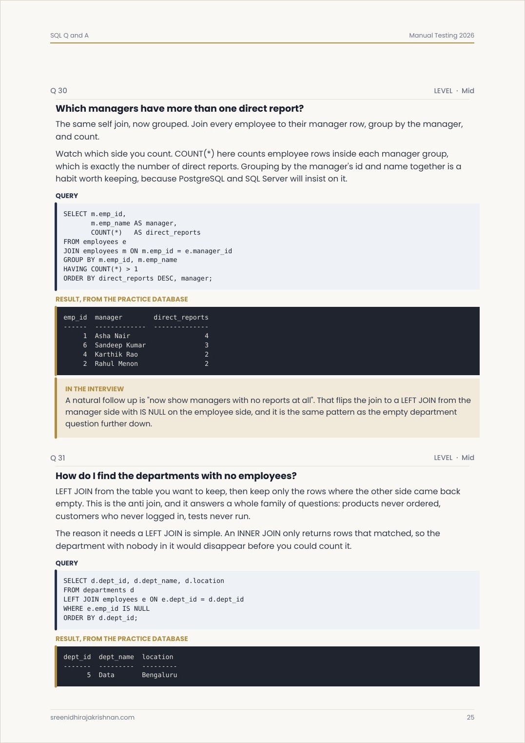 How a single SQL question card is laid out in the kit
